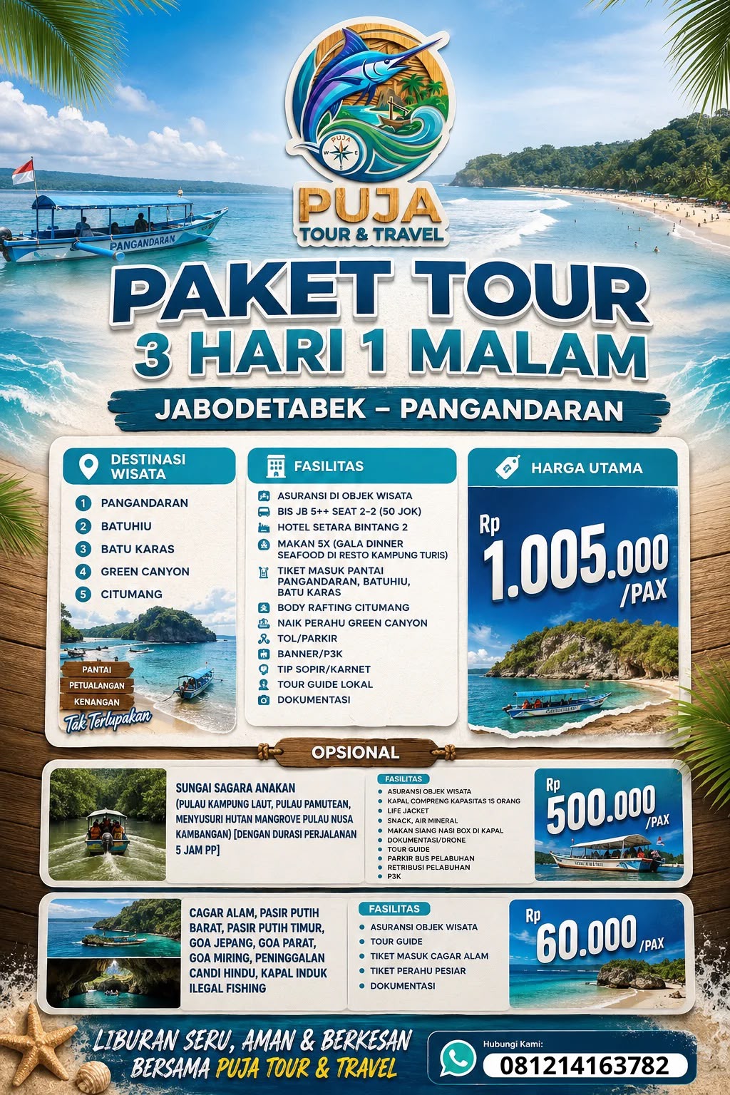 Paket Wisata Paket Tour Keliling Pangandaran 3 Hari 1 Malam Jabodetabek - Pangandaran Pangandaran